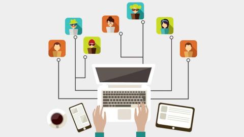 laptop working from home graphic