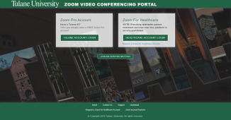 Screenshot of Zoom Portal homepage